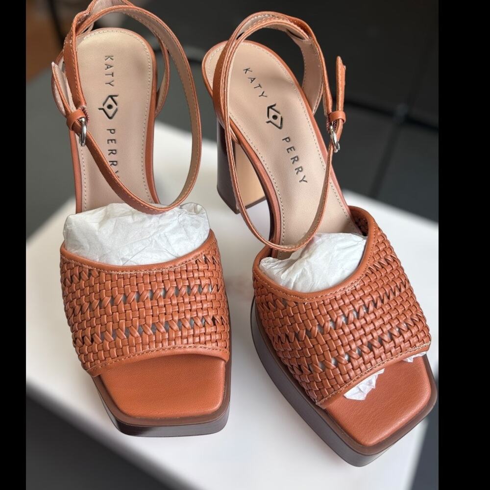 Katy Perry Collections Woven Leather Slingback Sandal in Cognac